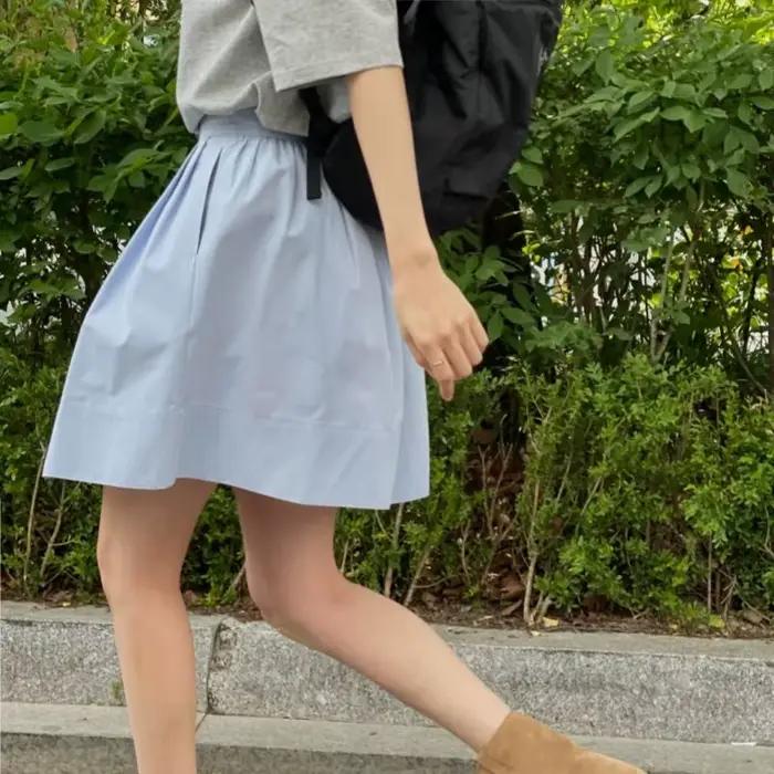 Jupe plissée rétro taille élastique pour femme