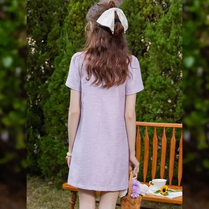 LOUIS YAO 2025 été nœud a-ligne jupe nouvelle élégante à lacets contraste épissage Non élastique robe pour femmes