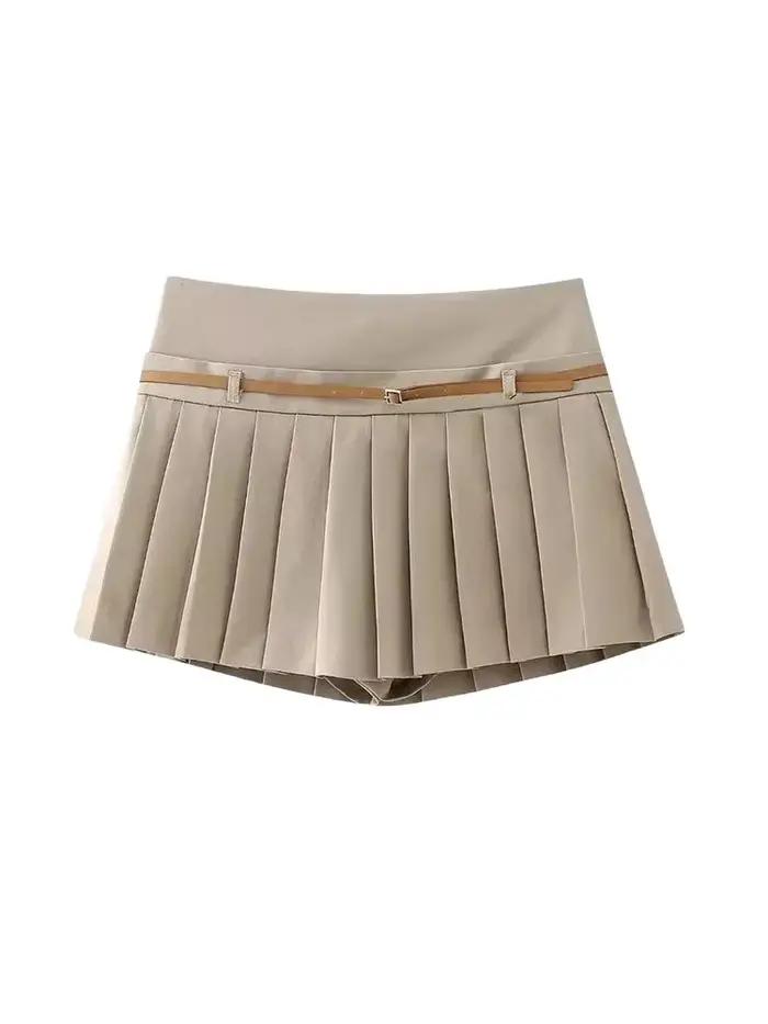 Jupes courtes plissées pour femmes avec ceinture