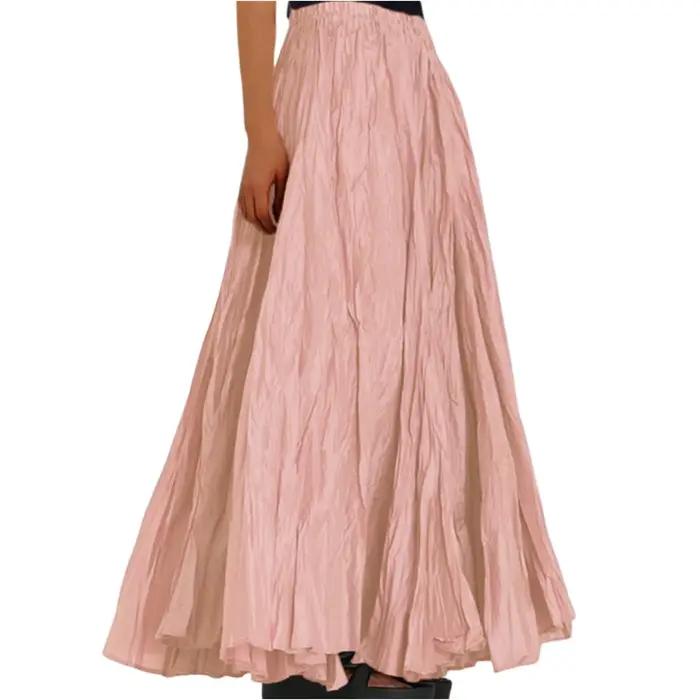 Nouveau printemps été jupes en mousseline de soie pour les femmes élégant Patchwork a-ligne jupe longue femme coréenne