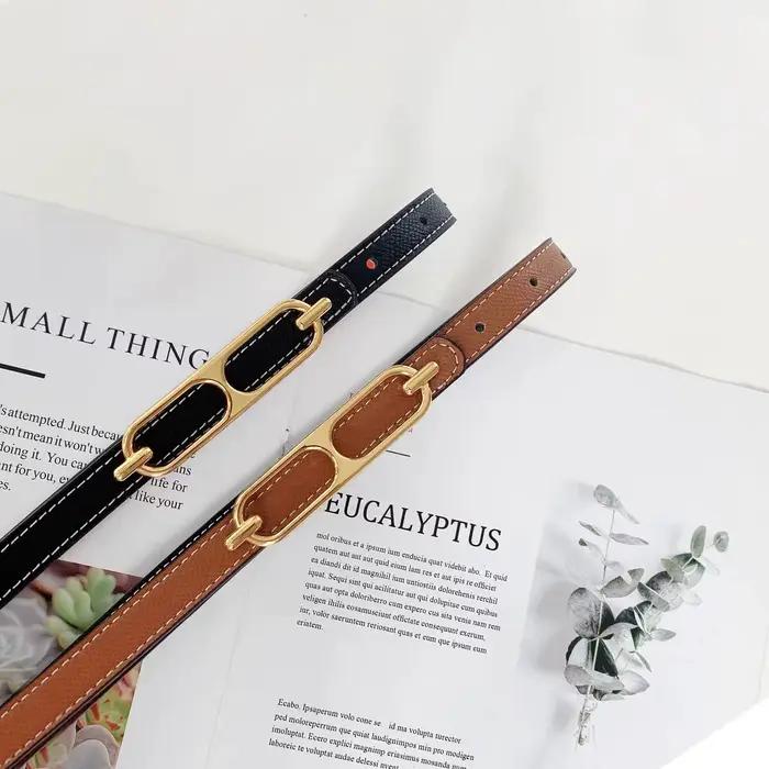 Ceinture fine en cuir véritable pour femme, ceinture décorative pour jupe, style simple, boucle en alliage, accessoire de mode pour femme