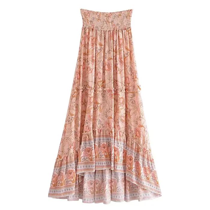 Jupe bohème Happie Queens Floral Print Maxi A-Line Chic et Libre Occasions Spéciales Femmes