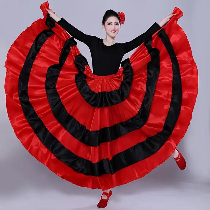 Jupe de Flamenco espagnole en Satin pour femme gitane