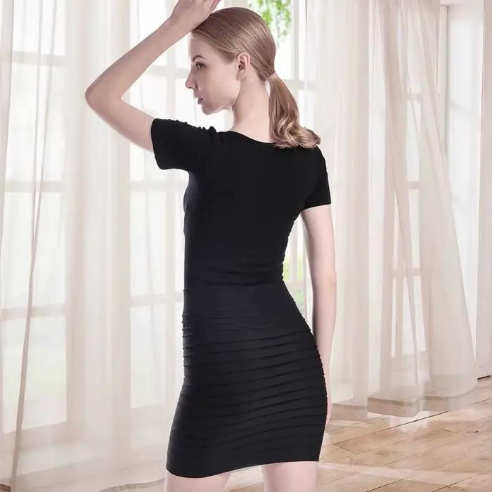 Jupe plissée élastique taille haute moulante Mini