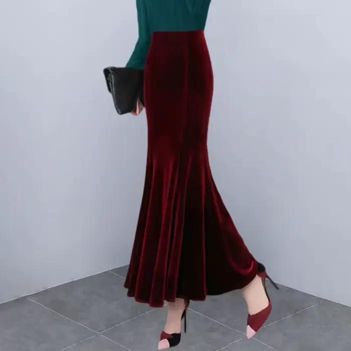 Nouvelle jupe en velours pour femmes mode mince