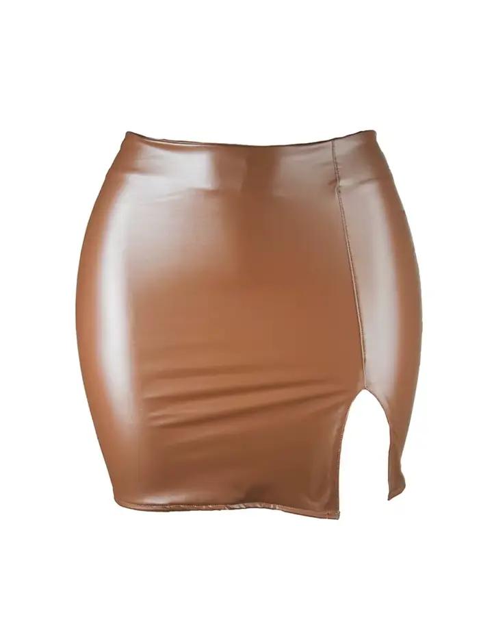 2025 femmes en cuir nuit Clubwear jupes été couleur Pure