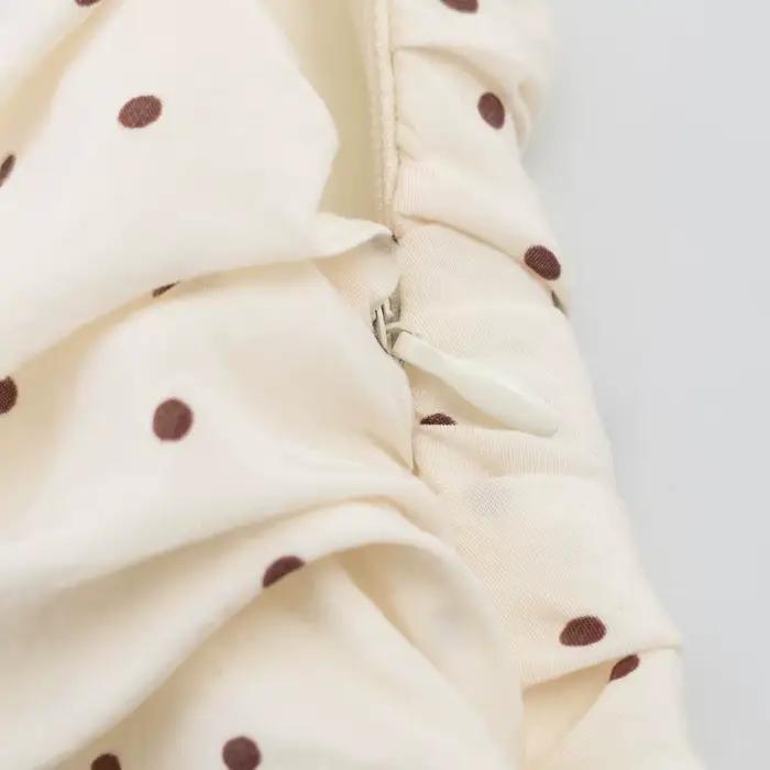 BSAY Nouvelle jupe-short beige à pois pour femme, taille haute, plissée, à volants, superposée, mini-jupe décontractée d'été pour la plage avec doublure