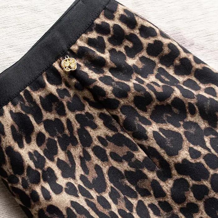 ZUZK élégant longues jupes léopard pour les femmes automne hiver tenue de bureau mince dames jupe taille élastique Maxi