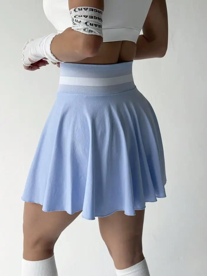 Jupe-short de tennis pour femme à taille haute avec ceinture rayée
