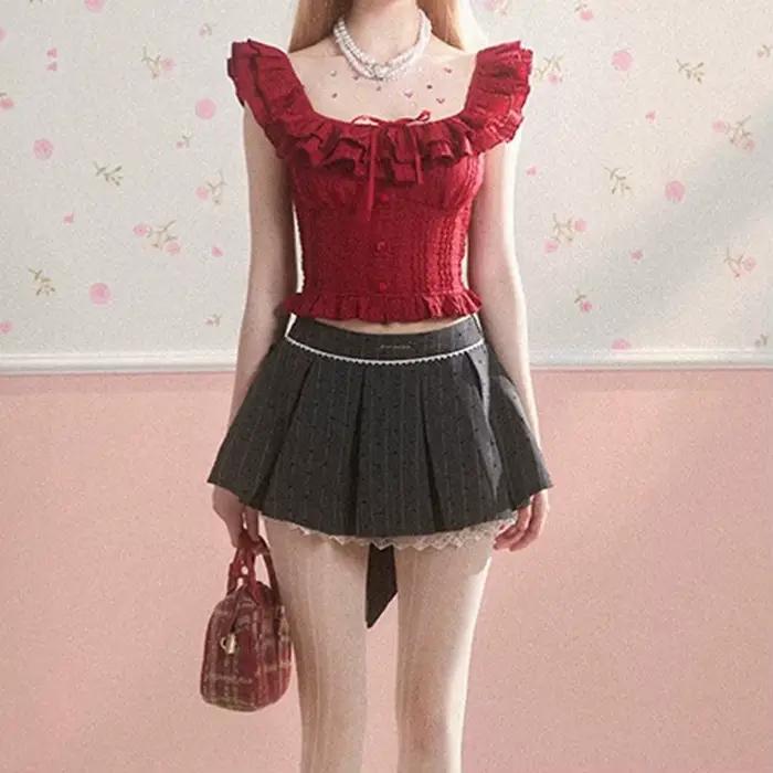 Jupe Mi-Longue Plissée Style Universitaire Motif Pois Avec Nœud Papillon Anti-Transparence Pour Femmes Occasions Spéciales Élégante Polyvalente Durabilité Comfortable