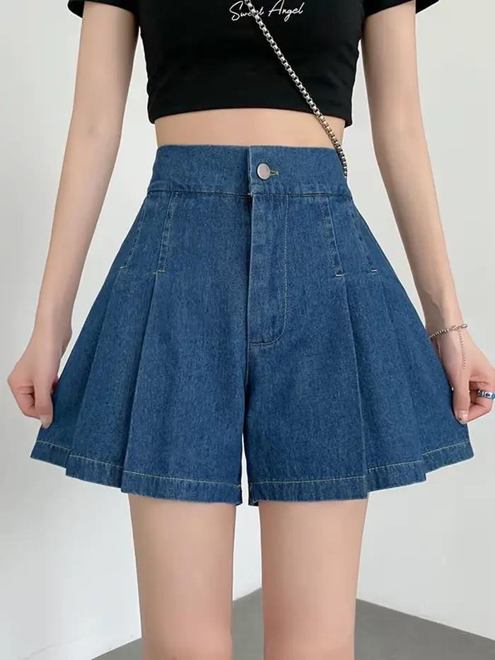 2025 été grande taille Denim Shorts jupes femmes ample décontracté jambe large jean pantalons courts Femme