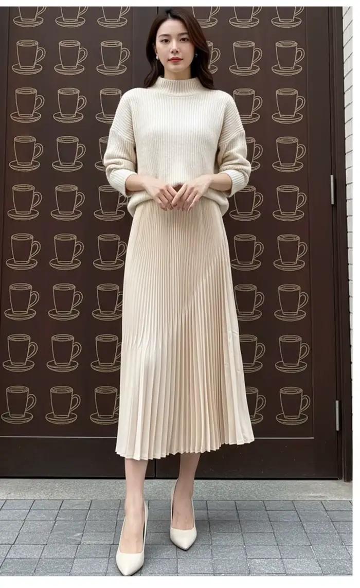 Jupe mi-longue Miyake 2026 Nouveau style Taille élastique Ample Ourlet en A Élégante Amincissante
