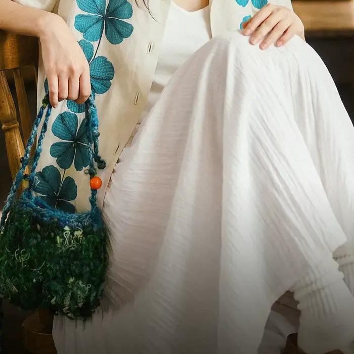 Jupe midi plissée blanche taille haute pour femme Maden