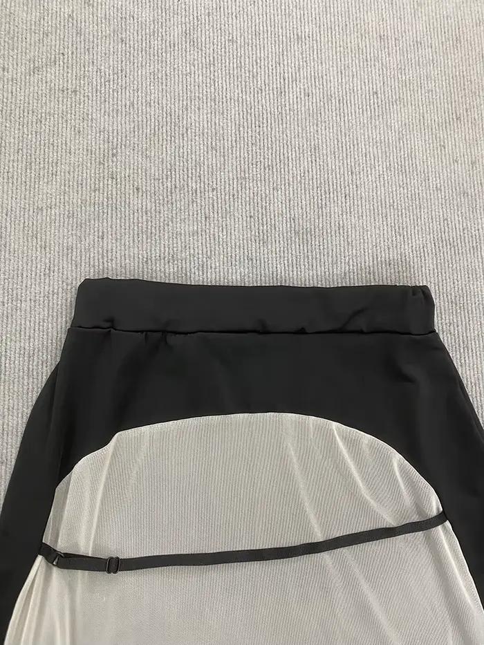 Jupe moulante classique polyvalente style rétro américain avec dos en maille transparente