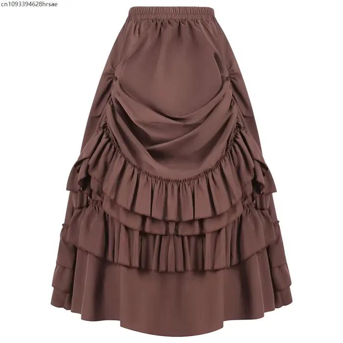 Femmes Steampunk gâteau jupe Rock gothique avec cravate cintrée Vintage victorien fête femme plis décontracté nouvelle
