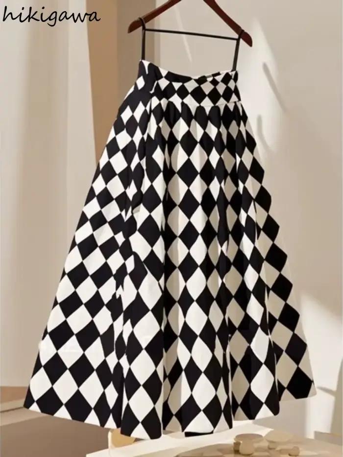 2025 Faldas Mujer De Moda Jupe Vintage pour femmes taille haute a-ligne ample