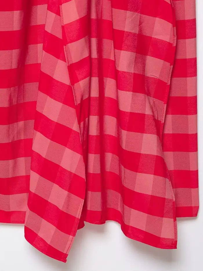 Jupe longue asymétrique à carreaux vichy vintage française pour femme