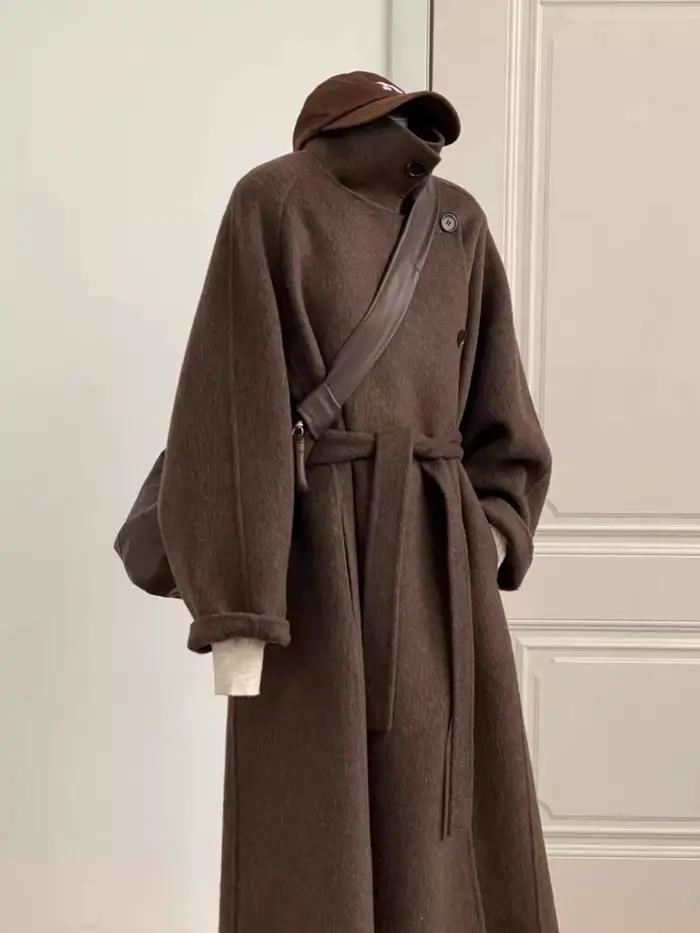 Manteau en laine et cachemire pour femme, doublure de doudoune, nouvelle collection hiver 2026, épais, mi-long