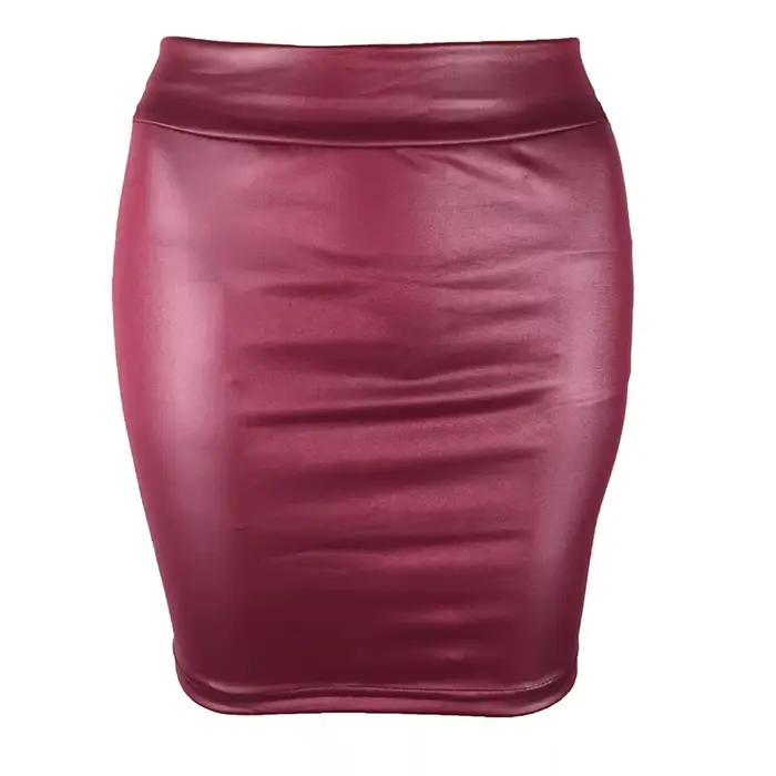 Jupe moulante taille haute, jupe sexy en simili cuir