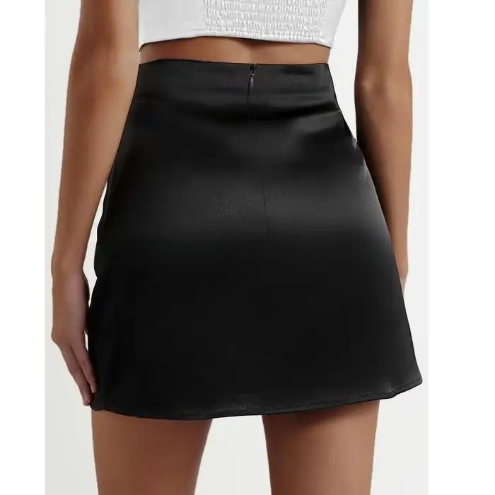 Mini jupe trapèze en satin, sexy, tendance, extensible, fête, 2024