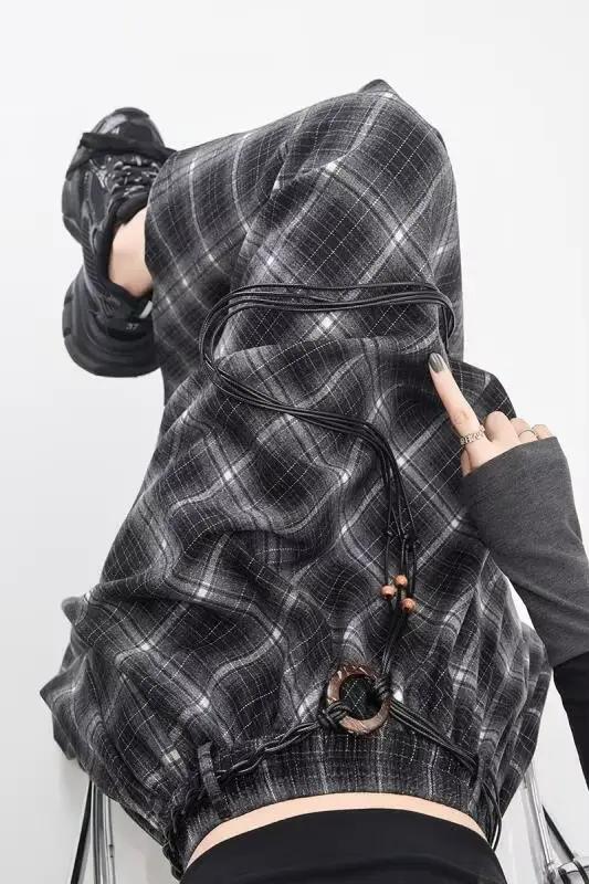 Jupe à carreaux taille haute élastique pour femmes