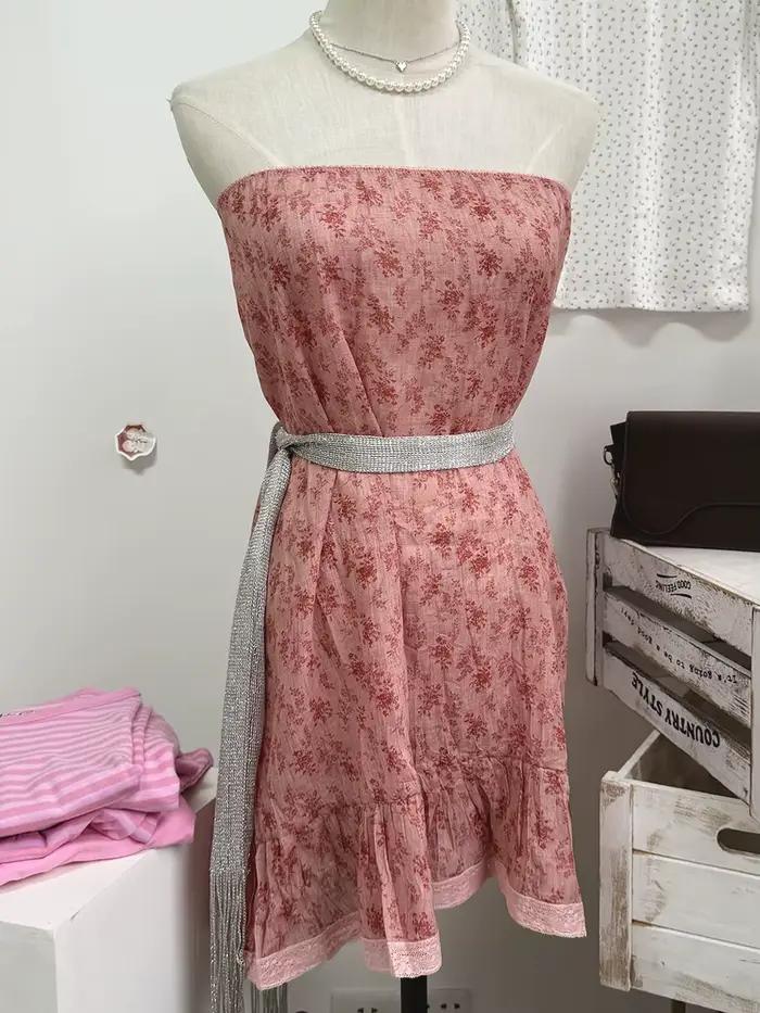 Jupe trapèze taille haute à motif floral rouge pour femme