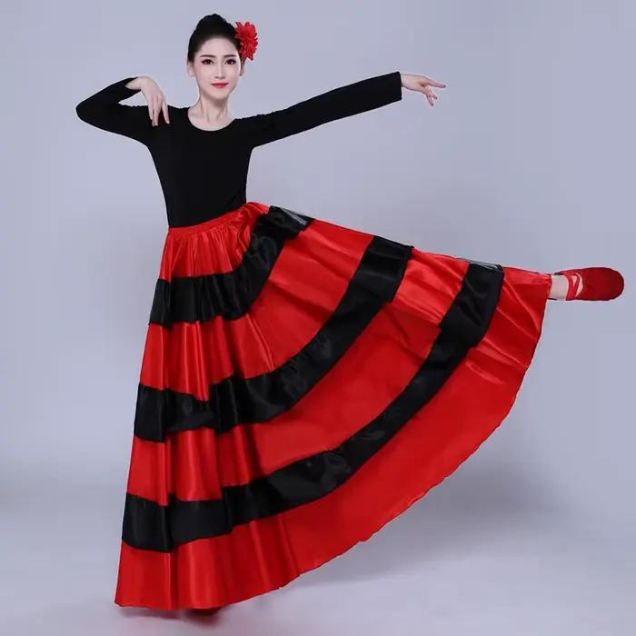 Jupe de Flamenco espagnole en Satin pour femme gitane