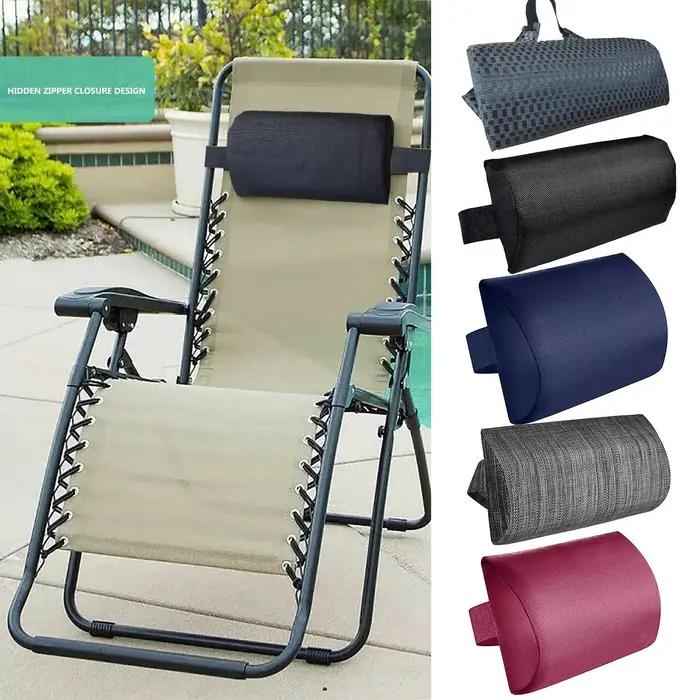 Coussin de chaise longue de jardin, oreiller de cou, appui-tête pour chaise inclinable, coussin de chaise de plage, coussin de chaise longue de camping et de terrasse, sangle réglable, pour la pause d
