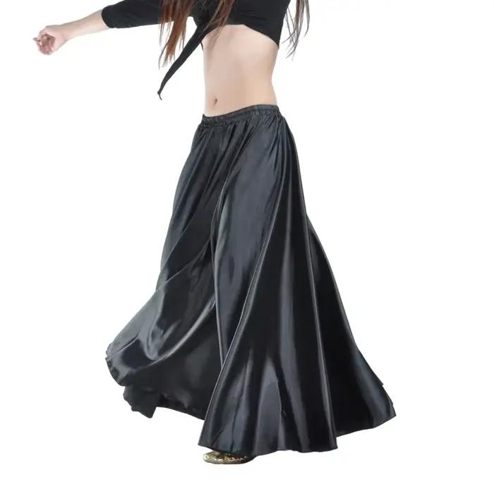 Jupe en satin pour danse du ventre femme jupes gitane danseur vêtements de pratique jupe maxi 12 couleurs assorties solide argent blanc bleu ciel beige bleu brunclair grisivoire jaune or orange rhodo rose rouge