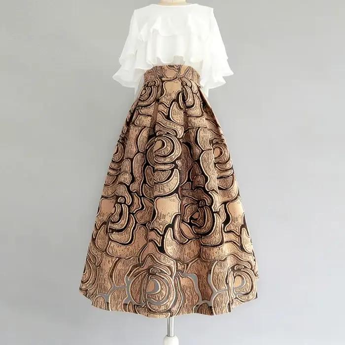 Jupe femme Midi jupes féminines mignonnes Jacquard Kawaii vêtements esthétiques tendance 2025 ventes élégantes Vintage Streetwear nouveau en V
