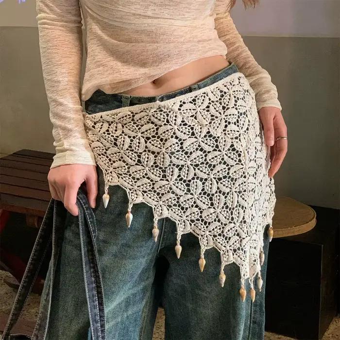 Jupe En Crochet À Franges Y2K Style Streetwear Multifonctionnelle Asymétrique Polyester Coton Occasions Printemps Soirées Plage Vivastreet