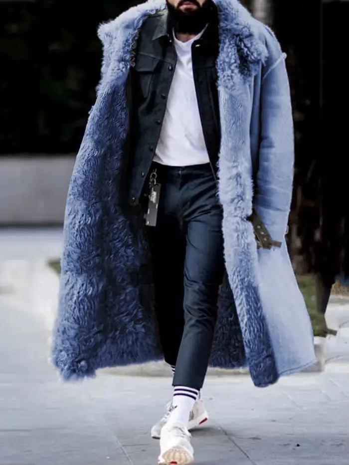 Manteau en fausse fourrure pour hommes, veste longue, 4 couleurs, 8 tailles, Parka chaude d'hiver, vêtements d'extérieur, offre spéciale
