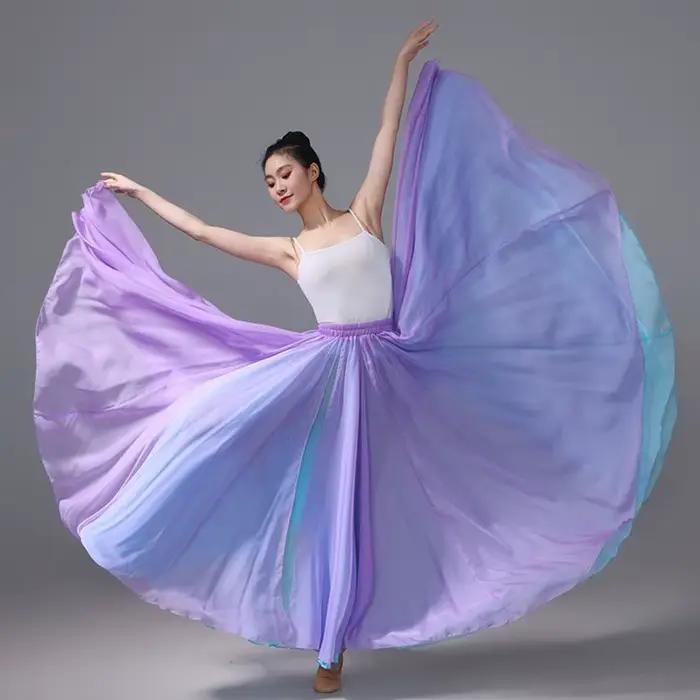 Jupe de danse classique à double couche avec rotation à 720 degrés