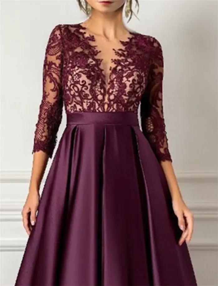 Robe de cocktail en satin pour femme, robe de mariée en dentelle, robe de Rh, robe de soirée, robe d'invité, robe longue personnalisée, violet, quel que soit le luxe