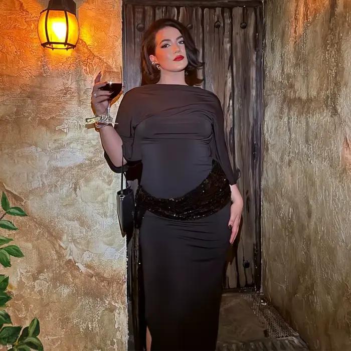 Robe Mujer en polyester pailletée pour femmes, élégante et confortable, idéale pour les mariages, galas et soirées spéciales