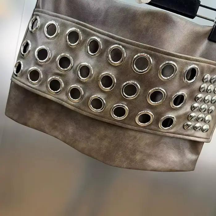 KUCLUT 2026 printemps anneau en métal boucle décorée jupe en cuir PU pour les femmes taille basse Rivet a-ligne jupes courtes femme 1A1672
