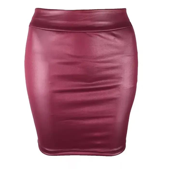 Mini-jupe slim en similicuir mat taille haute sexy et tendance