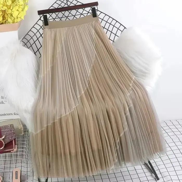 Jupe longue en polyester féminine et décontractée avec perles pour juniors, mode Harajuku Kawaii Y2K midi maxi streetwear taille haute vintage pour toutes les saisons