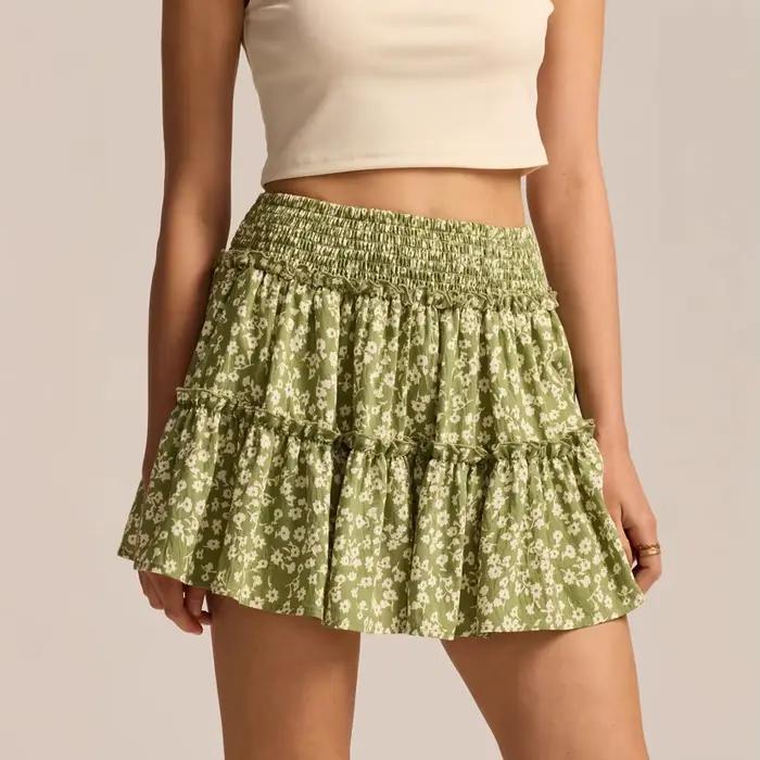 Jupe-culotte taille haute extensible pour femme