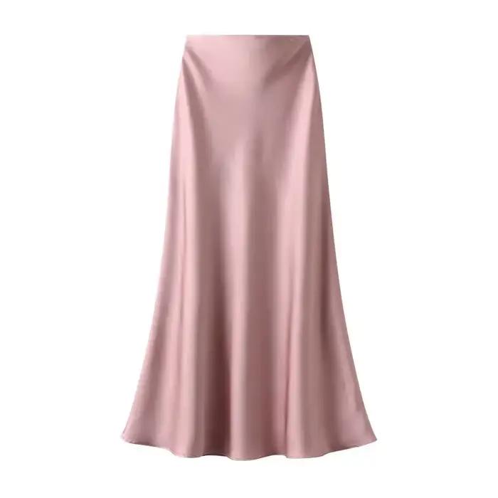 Femme 2025 jupe en Satin femmes taille haute jupes longues