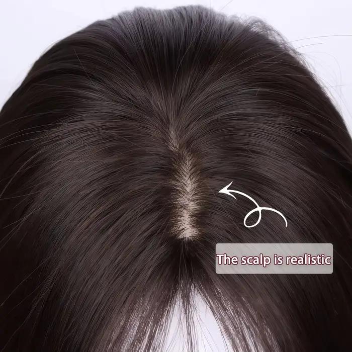 Perruque synthétique lisse noire naturelle de 28 pouces, idéale pour les carnavals, la Saint-Patrick et la rentrée scolaire