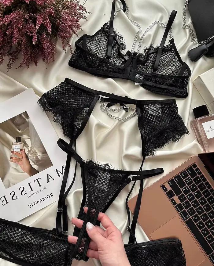 Lingerie sous-vêtements soutiens-gorge ensembles dentelle jarretière Lingerie femmes intimes 2024 soutien-gorge à armatures et culotte tongs dames ensemble de sous-vêtements
