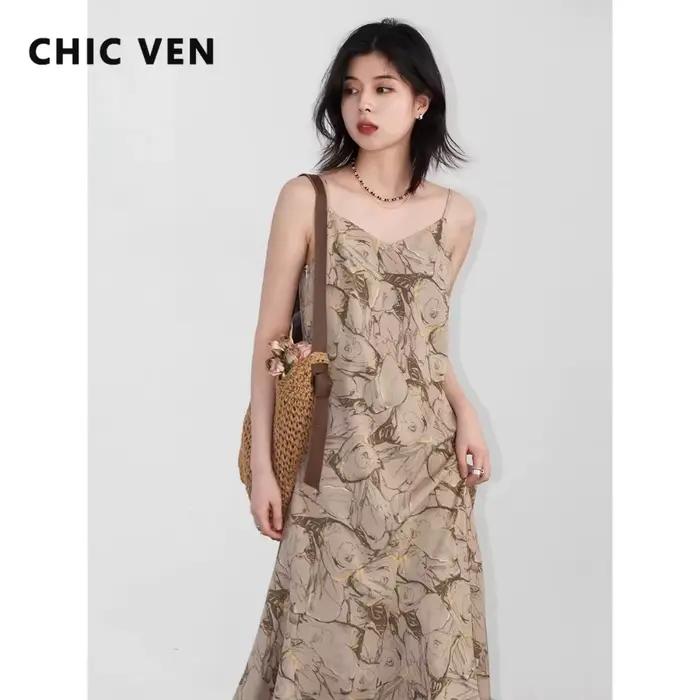 Robe Chic Ven Camisole Style Rétro Ample Col en V Pour Plage Vacances Printemps Ete Polyester Noire Verte