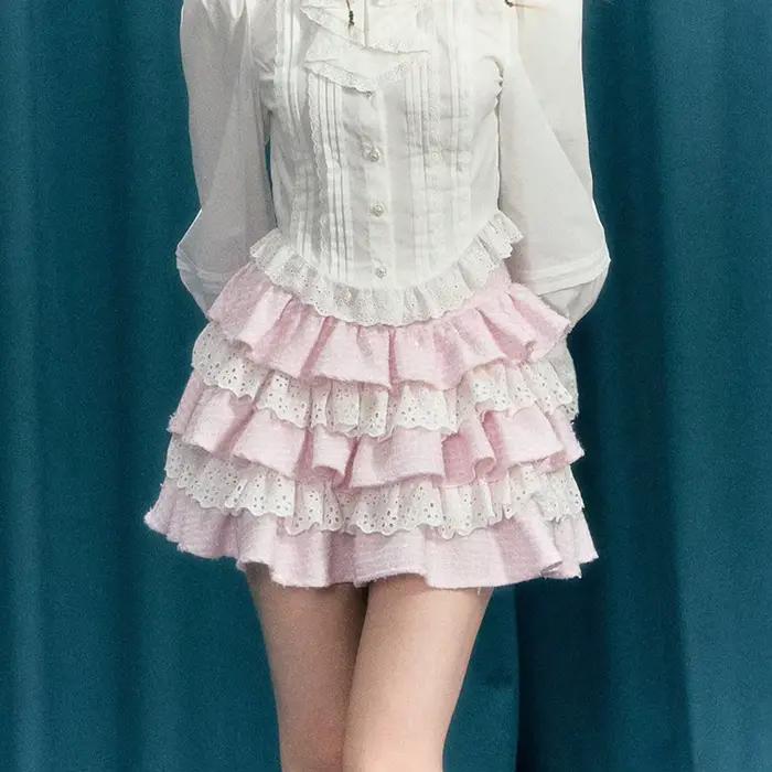 Gaono Lolita Kawaii jupe femmes adolescente douce mignonne à volants couches Mini