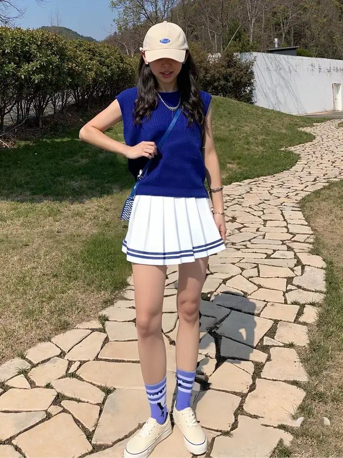 Mode Preppy Style jupes plissées femmes 2025 printemps été nouvelle une ligne robe courte douce fille taille haute Petchwork jupe rue