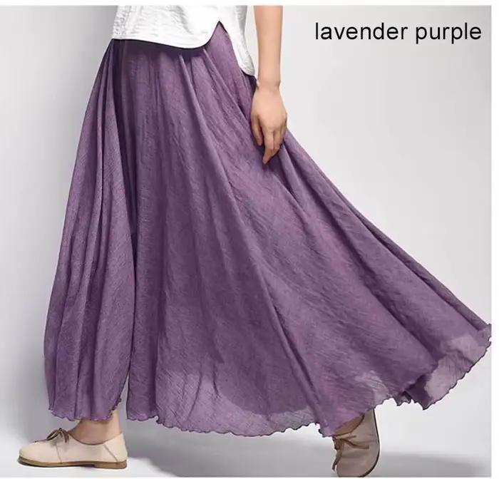Jupe longue élégante en lin taille haute pour femme