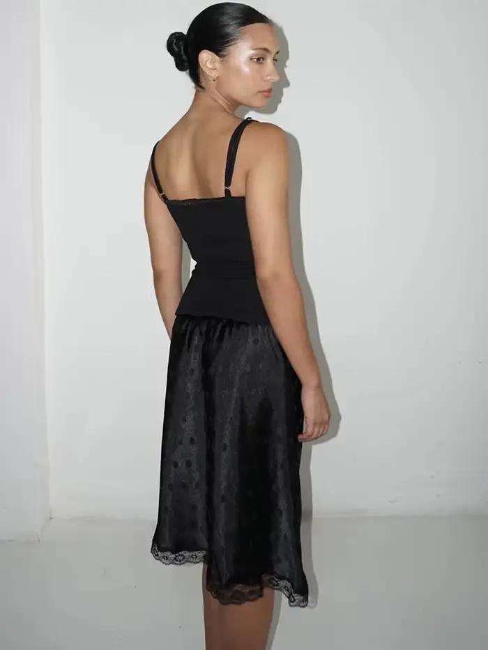Jupe Courte Femme JULISSA MO Patchwork Dentelle Imprimée Pois Taille Haute Coupe Évasée Blanche Nouvelle Collection Printemps Décontractée Soirée Streetwear 2026