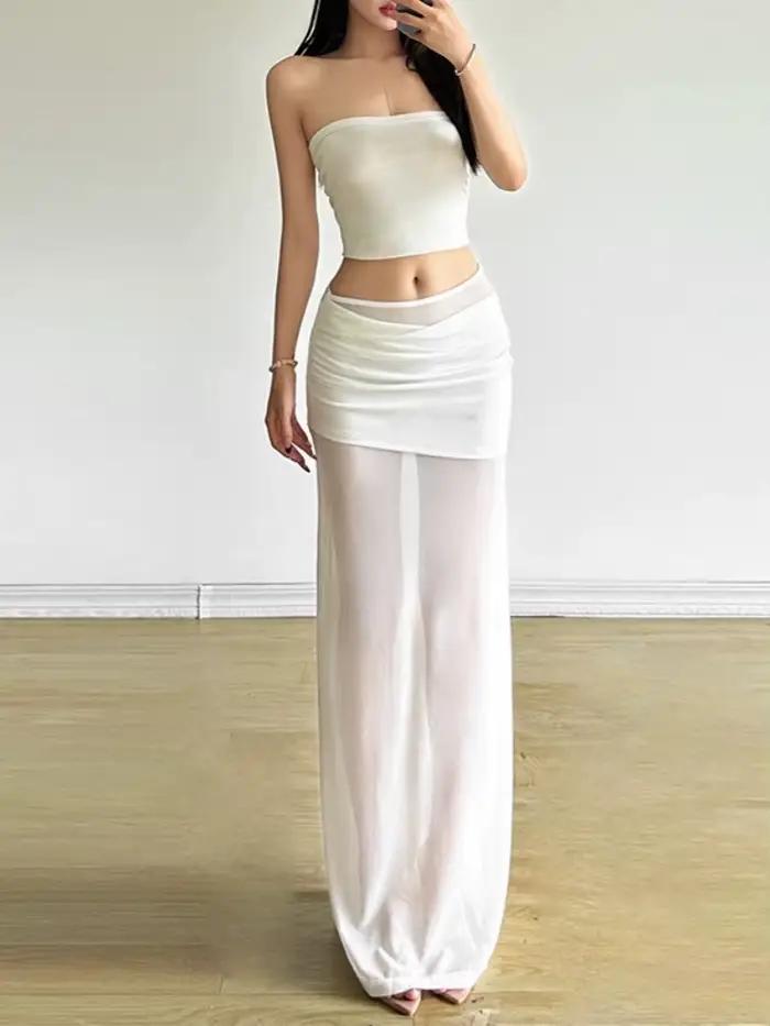 Jupes longues en maille transparente pour femmes