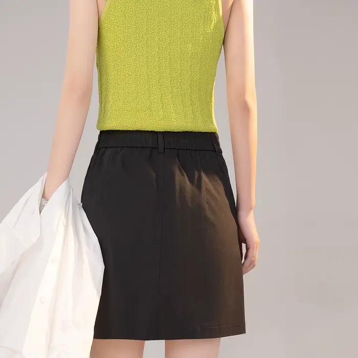 LOUIS YAO Jupes pour femmes Printemps 2026 Mini-jupe courte taille haute décontractée style professionnel avec boucle métallique