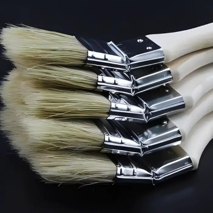 Nouvelle brosse à peinture marine à long manche, manche en bois massif, forme coudée, brosse à peinture murale, poils de porc mélangés, brosse pour barbecue, arts et artisanat